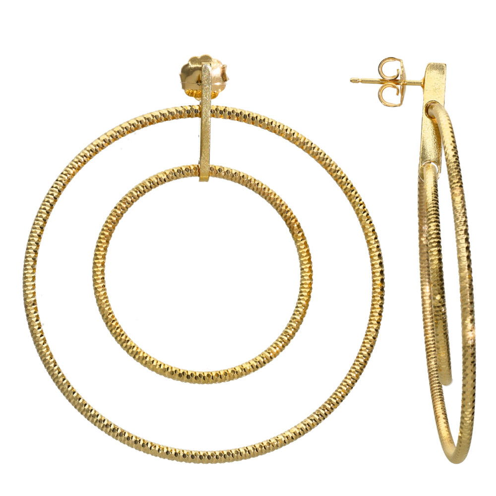 Gold silver earrings 55mm circle of life 1