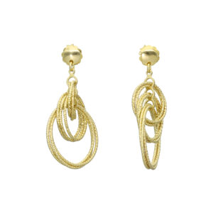 Boucles d'oreilles argent doré diamanté multi cercles 3