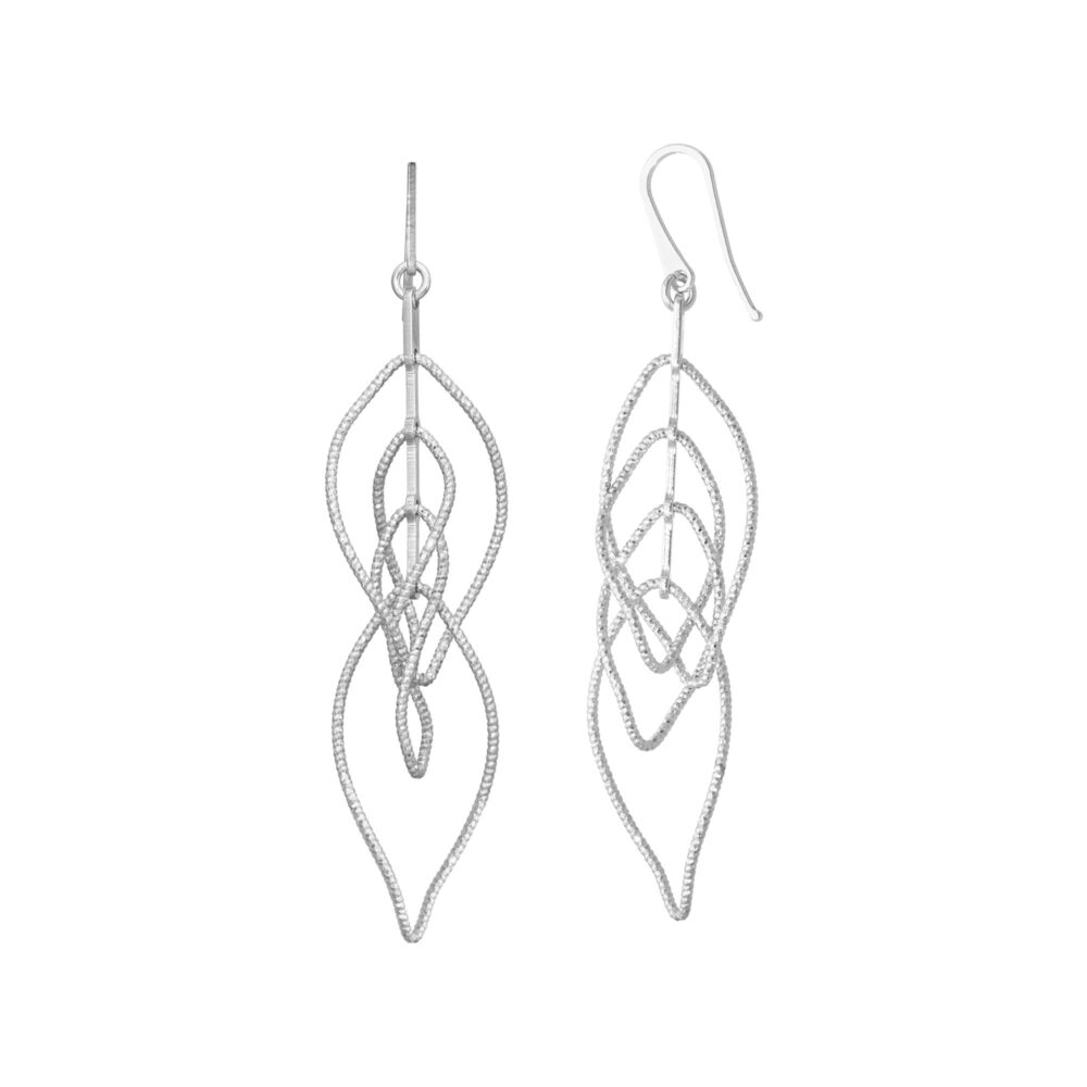 Boucles d'oreilles argent rhodié diamanté forme feuille