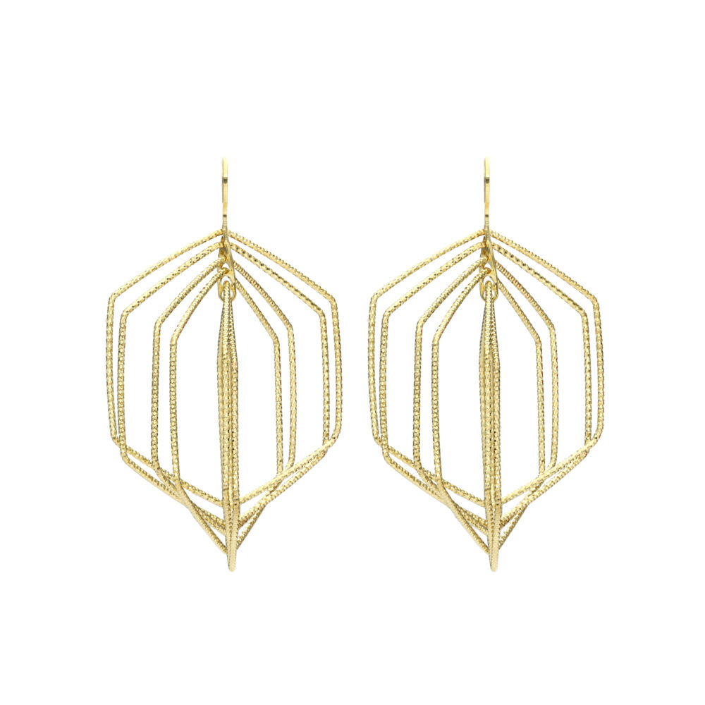 Diamond-shaped gold-plated silver earrings 1