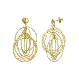 Boucles d'oreilles argent doré diamanté forme ronde 3