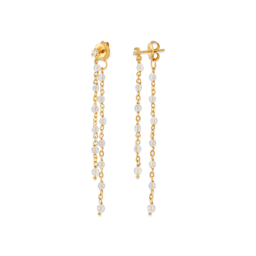 Boucles D'oreilles Longues Vintage Métal Doré Oxyde - Style Années 70, Occasion