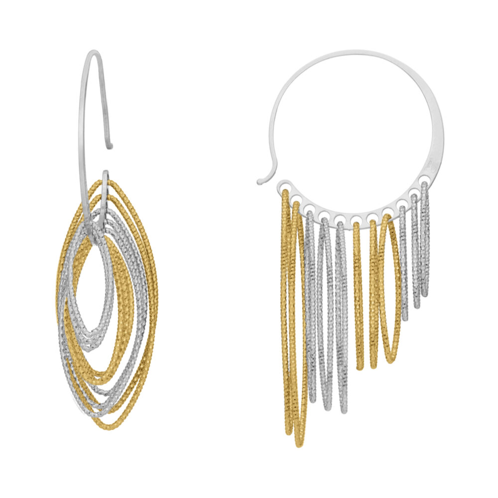 Boucles d'oreilles argent doré rhodié diamanté abondance