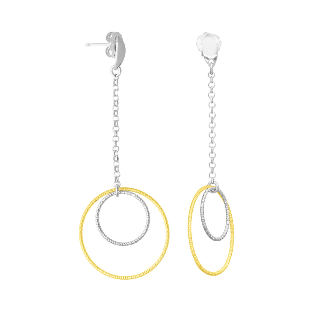 Boucles d'oreilles argent doré rhodié diamanté longue