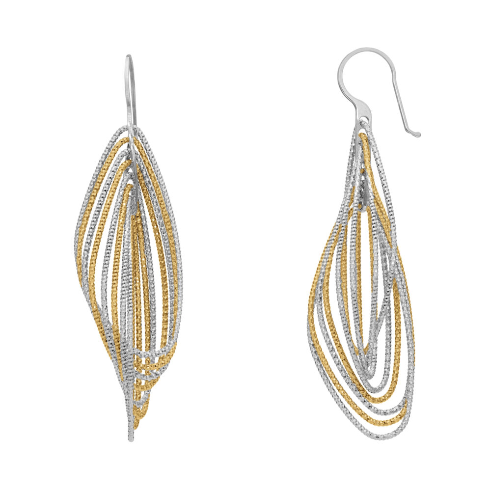 Boucles d'oreilles argent doré rhodié diamanté tourbillon