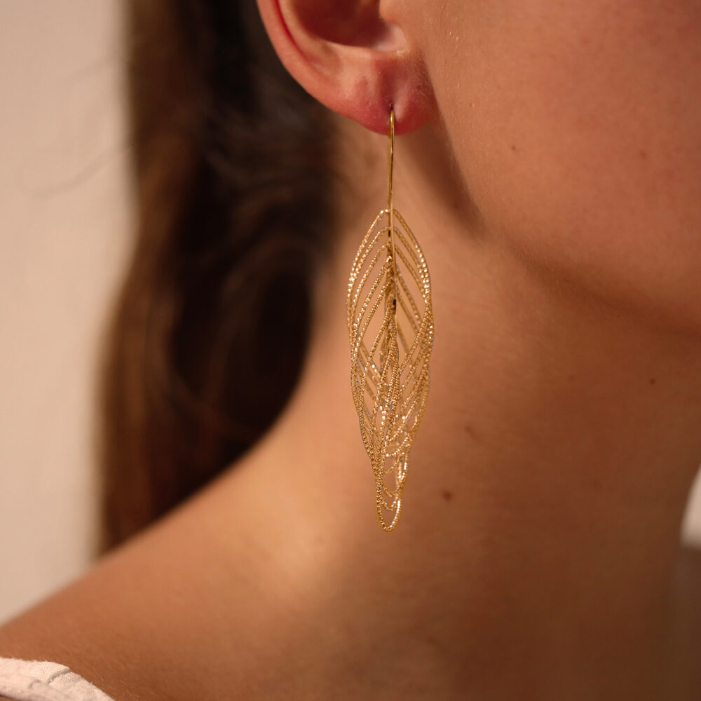 Boucles d'oreilles argent doré spirales diamantées 3