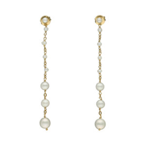 Boucles d oreilles argent dorée cascade de perle naturelle blanche 3