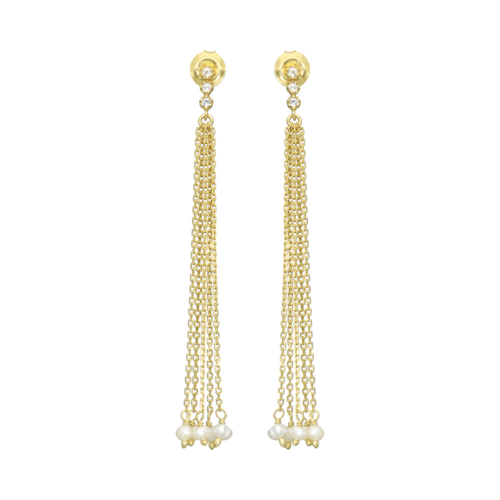 Boucles d oreilles argent dorée perle naturelle blanche