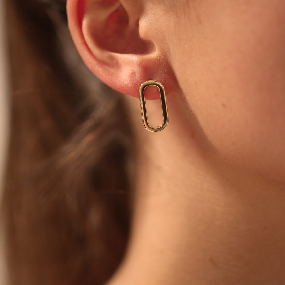 Boucles d'oreilles en argent ovale doré eva 3