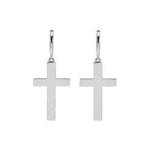 Boucles d'oreilles argent rhodié croix marie 3