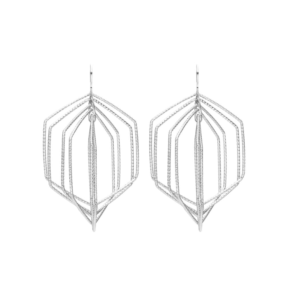 Diamond rhodium-plated silver earrings 1