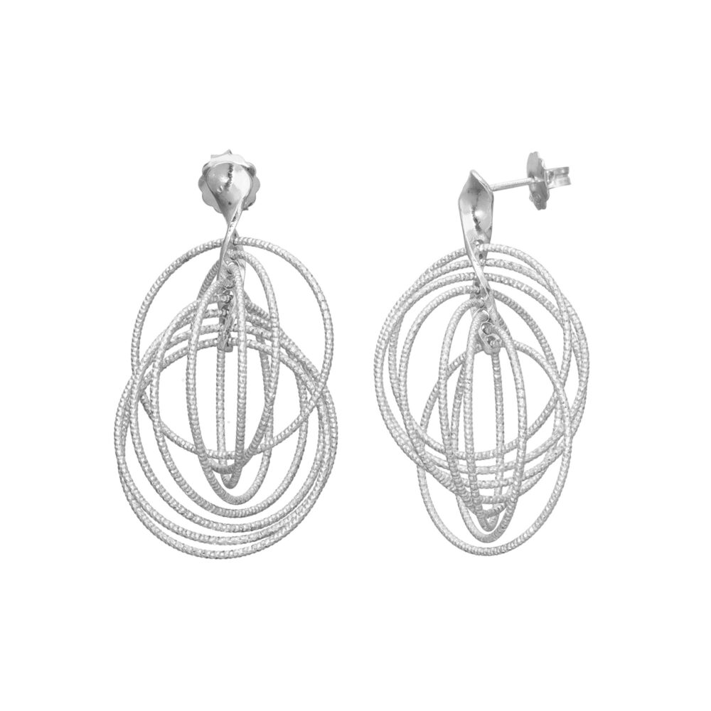Boucles d'oreilles argent rhodié diamanté forme ronde