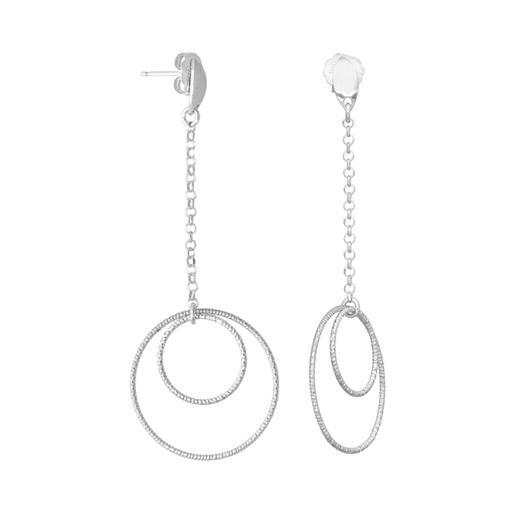 Boucles d'oreilles argent rhodié diamanté longue