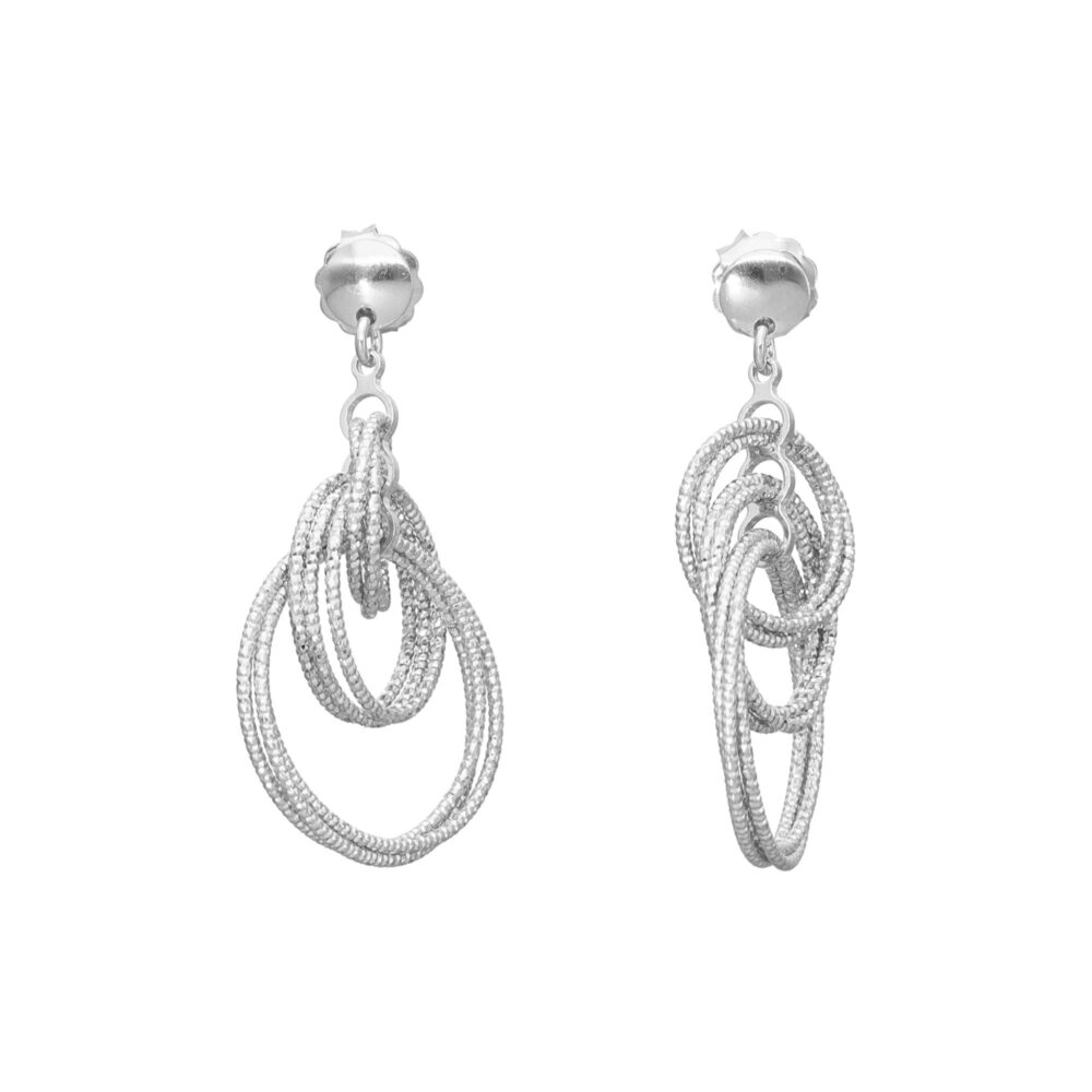 Boucles d'oreilles argent rhodié diamanté multi cercles