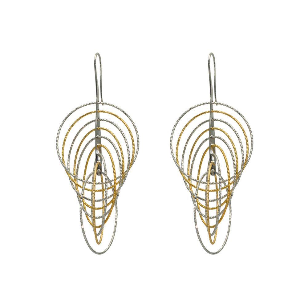 Boucles d'oreilles argent rhodié et doré spirales 1