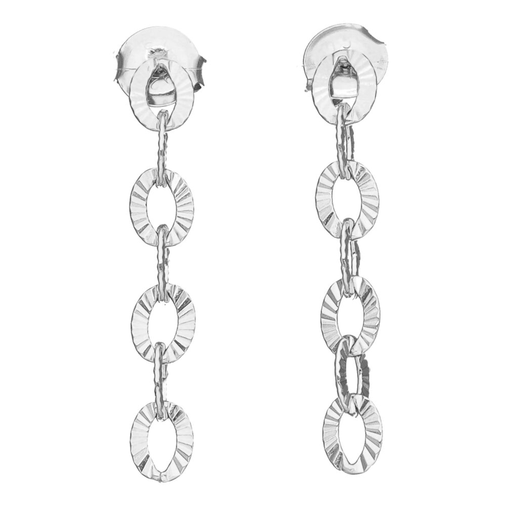 Boucles d oreilles argent rhodié maillons diamantés