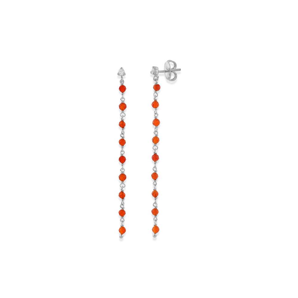 Boucles d oreilles argent rhodié pierres naturelles rouge