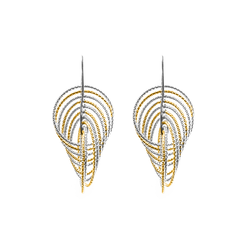 Boucles d'oreilles argent rhodié et doré spirales vertigo 1