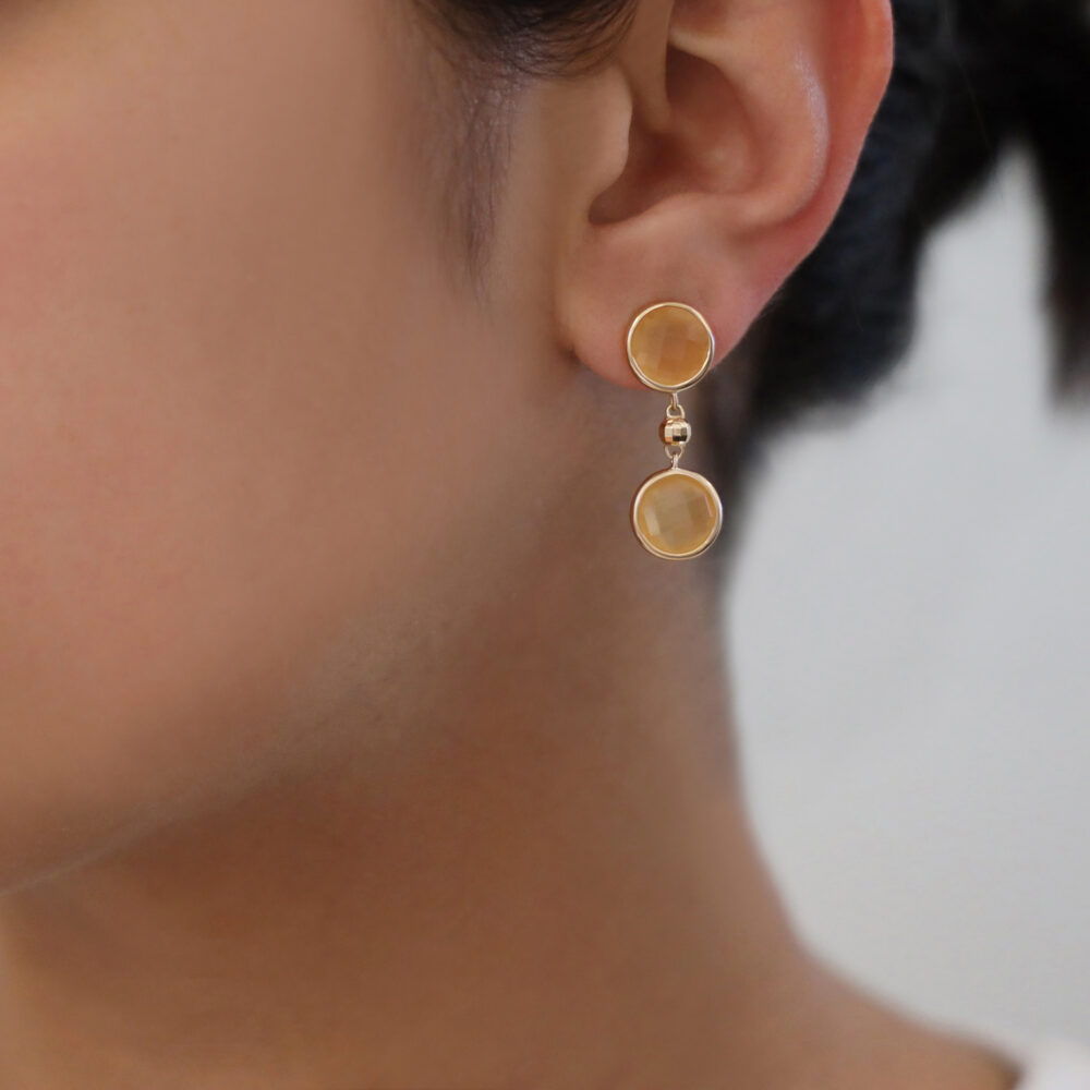 Silver valentine golden peach crystal earrings 2