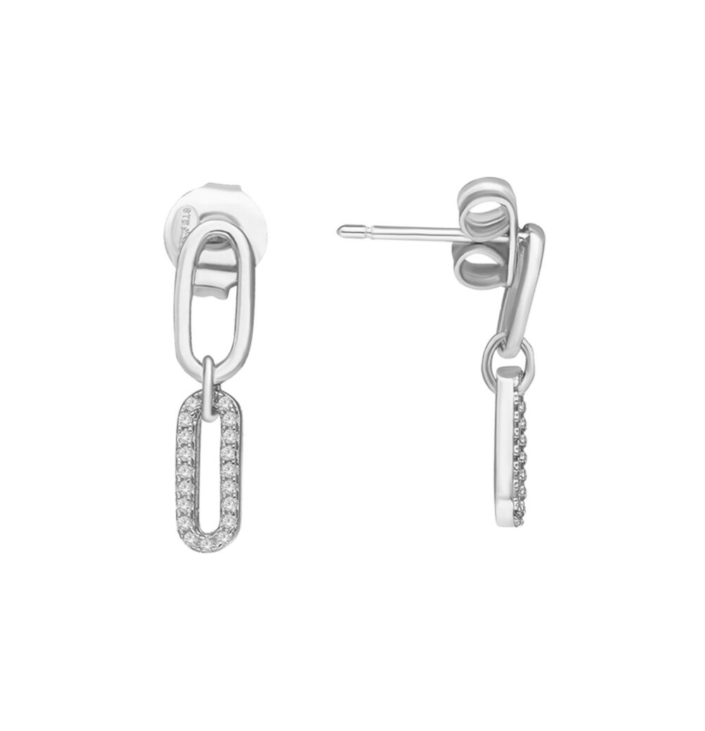 Silver oval chain earrings 1