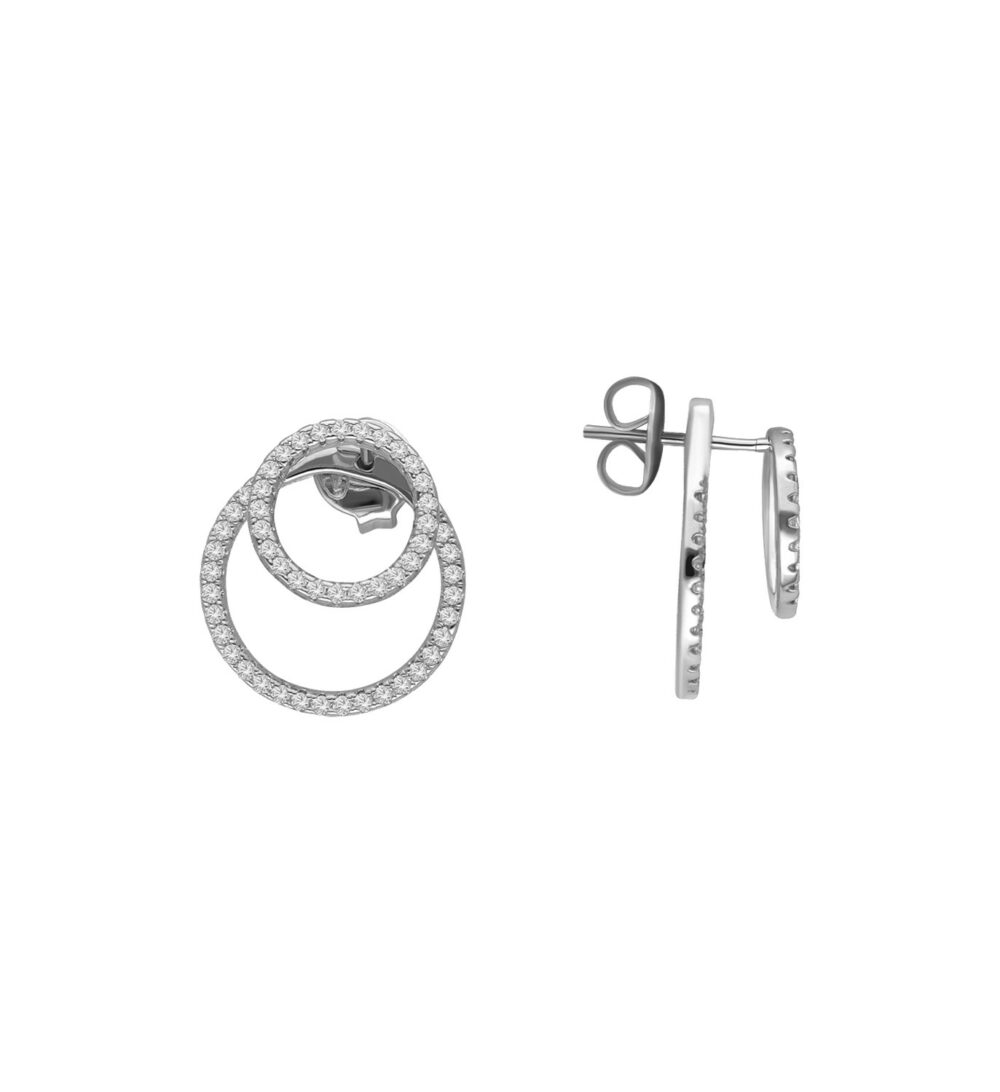 Silver circle duo earrings 1
