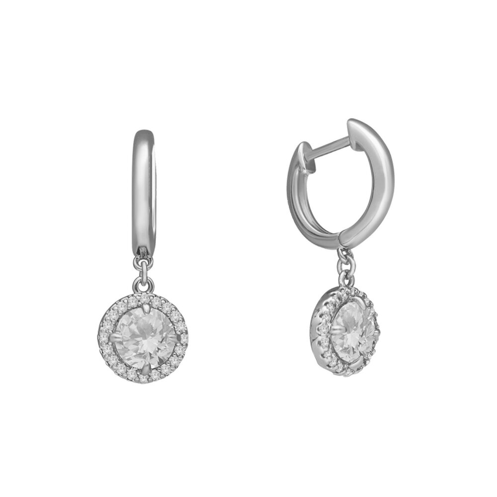 Silver earrings set with white zirconium 1