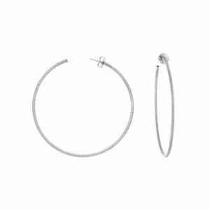 Boucles d'oreilles créoles argent rhodié grand modèle diamanté Alba diamètre 45mm 3
