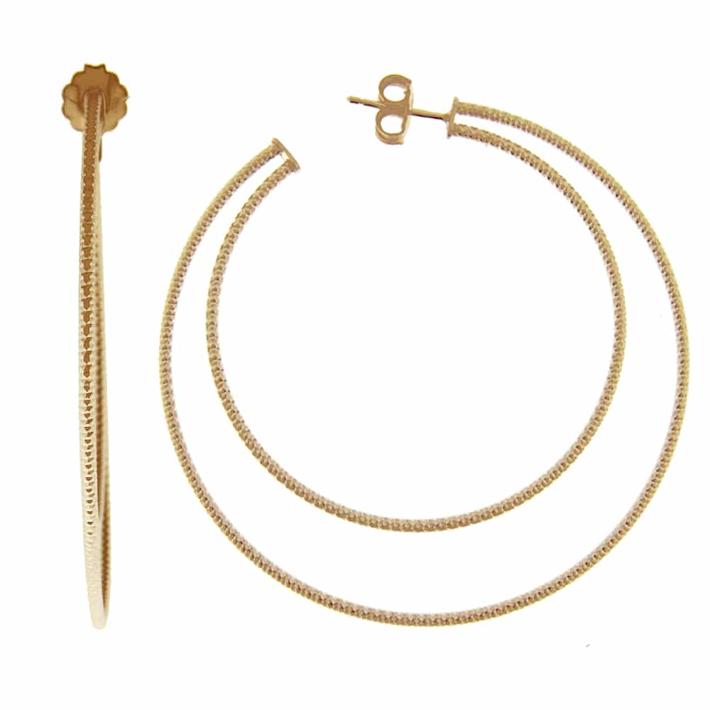 Boucles d oreilles créoles deux anneaux grand modèle argent doré diamanté Helena 4