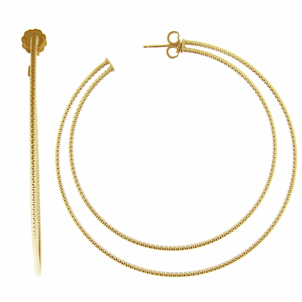 Boucles d'oreilles créoles deux anneaux très grand modèle argent doré diamanté Helena 3