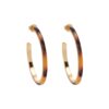 Boucles d'oreilles créoles modèle moyen en argent doré et acétate marron 1