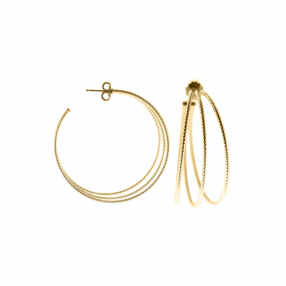 Boucles d oreilles créoles trois anneaux petit modèle argent doré Helena diametre 20mm 1
