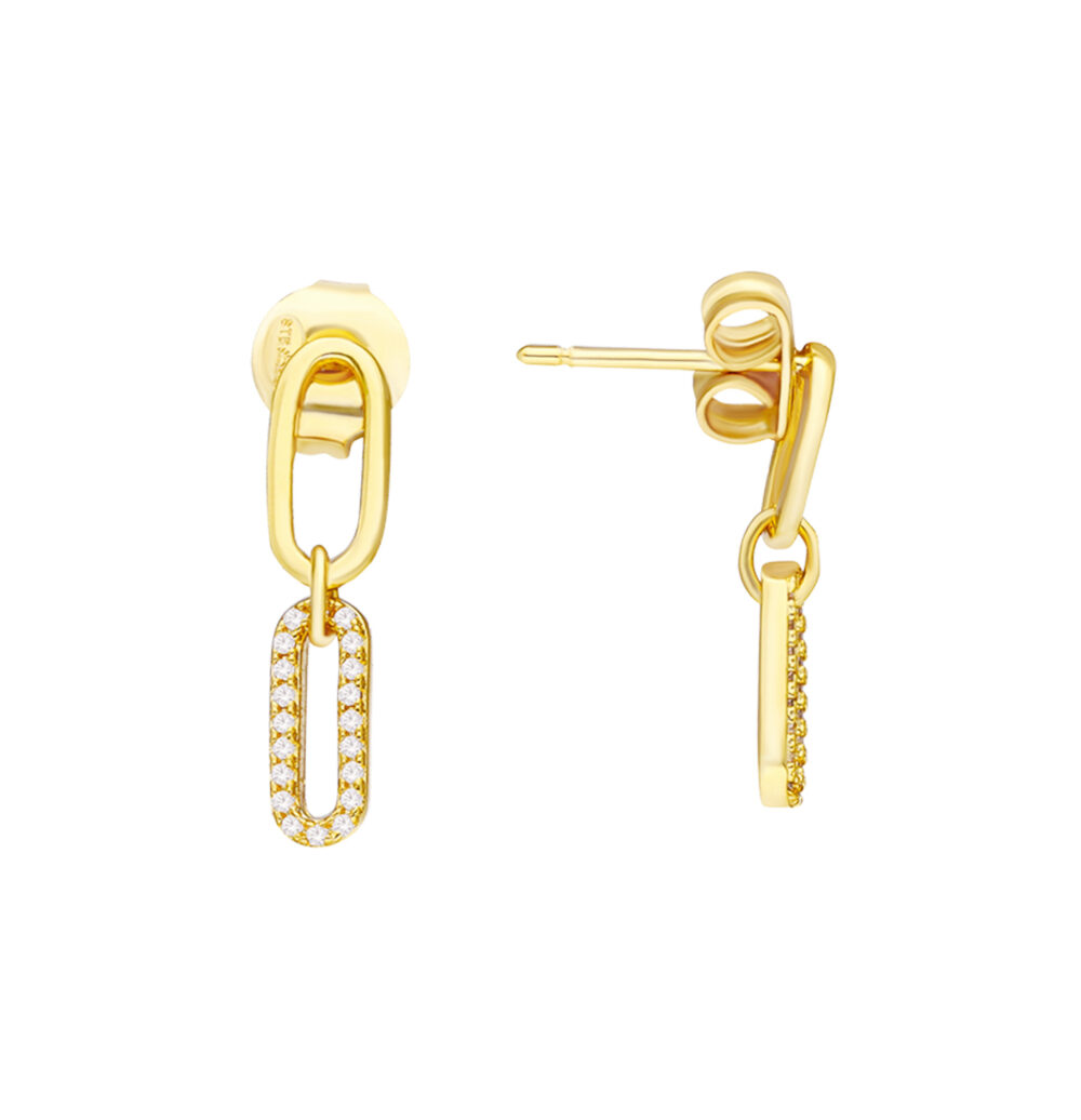 Golden oval chain earrings 1