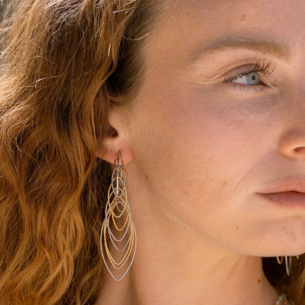 Boucles d'oreilles en argent doré bicolore multi ovale 3