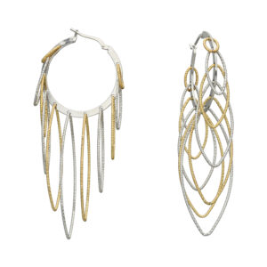 Boucles d'oreilles en argent doré bicolore multi ovale 4