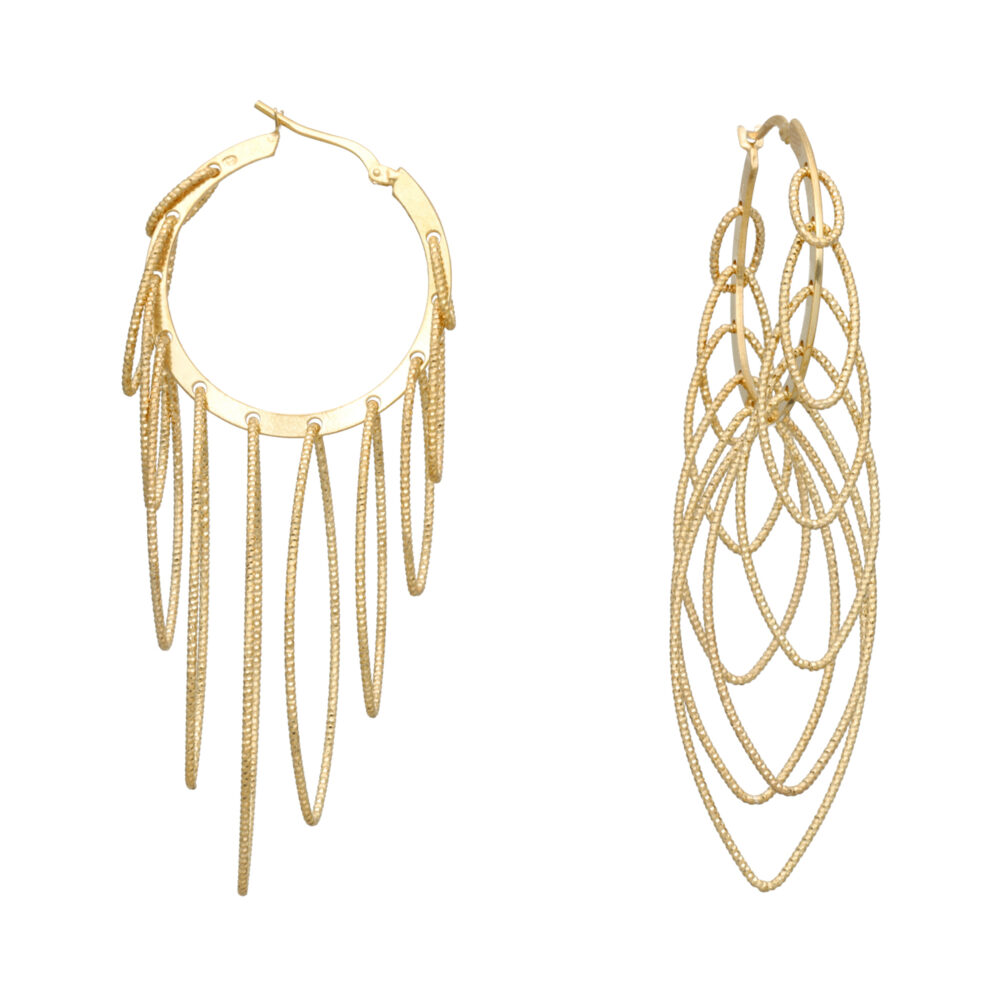 Boucles d'oreilles en argent doré multi ovale