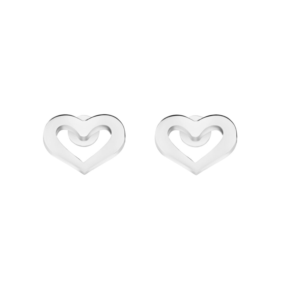 Boucles d'oreilles en argent rhodié coeur 1