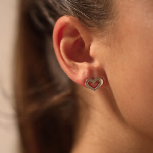 Boucles d'oreilles en argent rhodié coeur 4