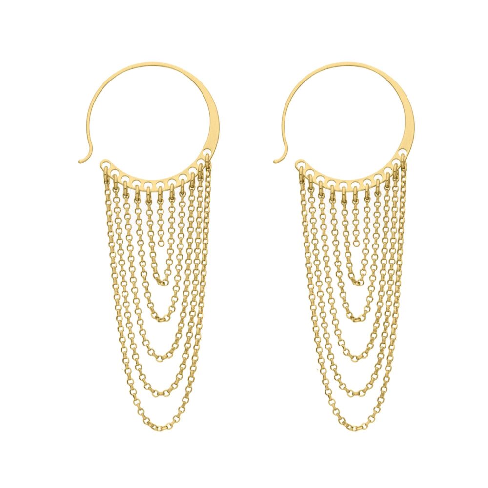 Gold-plated silver multi-chain circle earrings 1