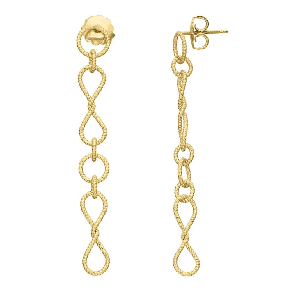 Twisted diamond gold-plated silver earrings 1