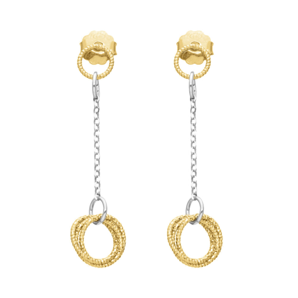 Boucles d'oreilles en argent rhodié doré diamanté classique