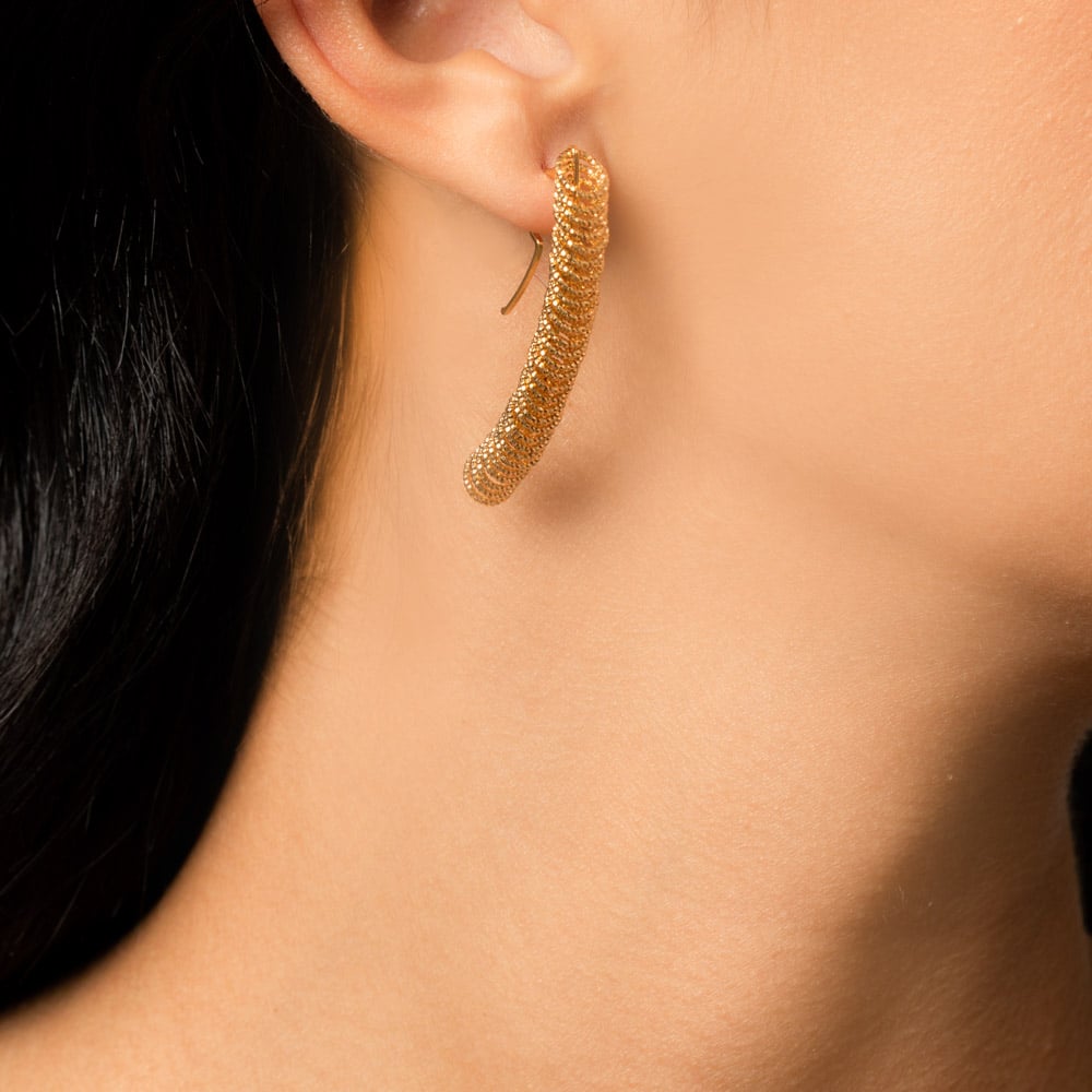 Curved spiral earrings golden rings 4