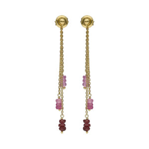 Boucles d oreilles longues argent doré pierres précieuses rubis véritable 4