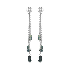 Boucles d oreilles longues argent rhodié pierres précieuses saphir véritable 3