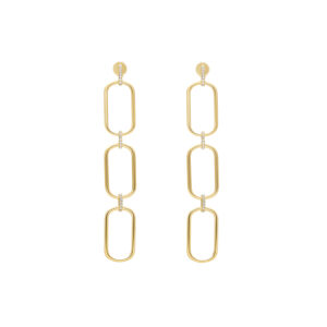 Boucles d'oreilles trois anneaux argent doré Olga sertie zirconium blanc 3
