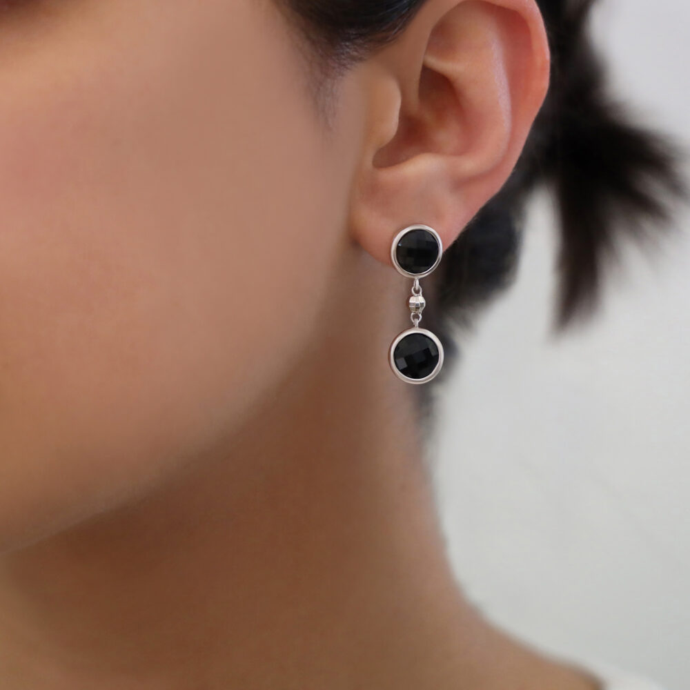 Silver rhodium earrings valentine black crystal 3