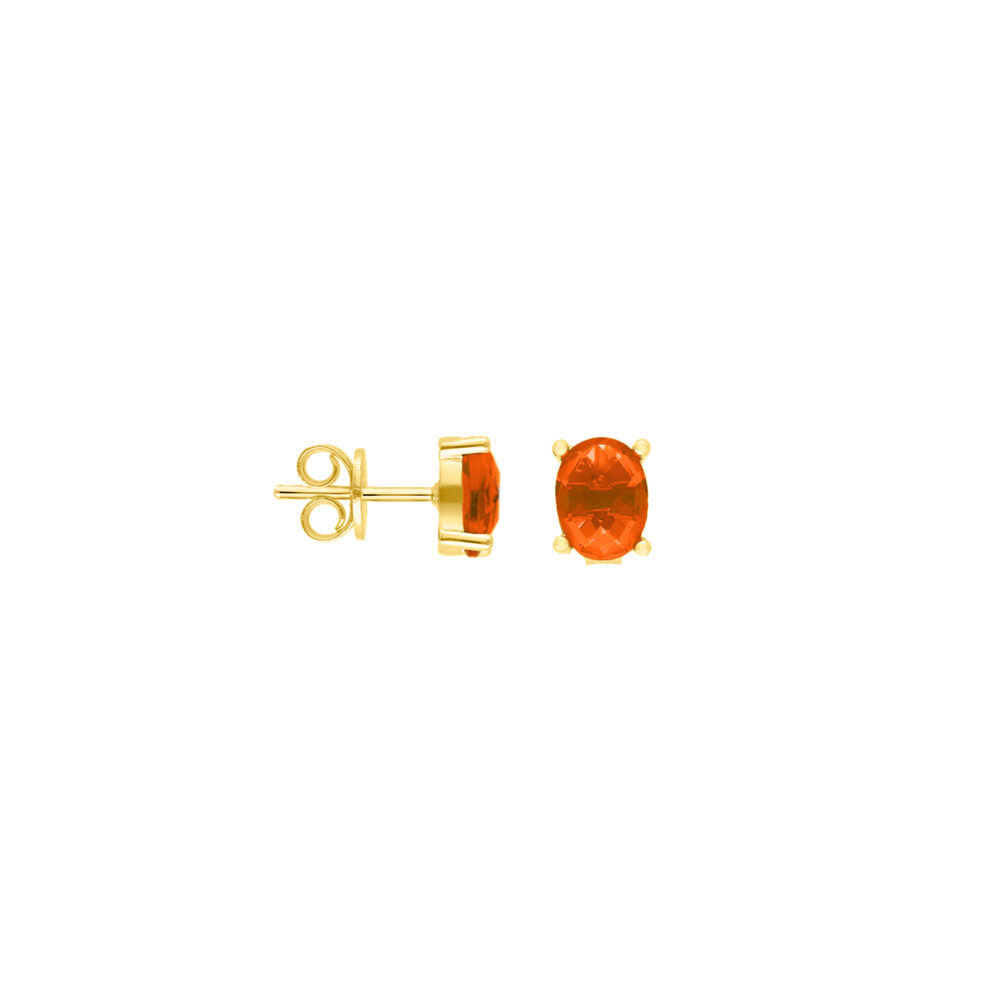 Boucles d’oreilles ovales argent doré en cristal orange 1