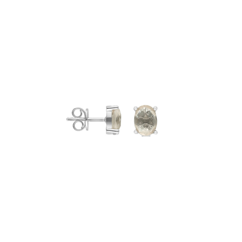 Clear crystal silver oval earrings 1