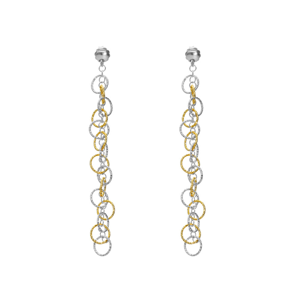 Gold silver two-tone multiple circles earrings 1