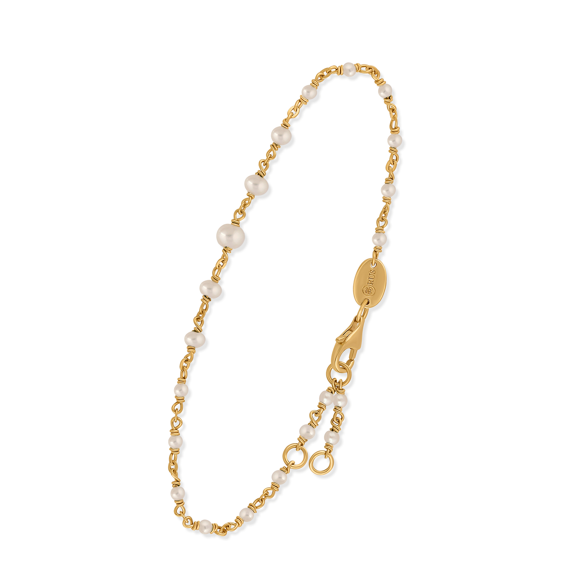 Bracelet argent doré cascade de perle blanche 1 Bracelet argent doré cascade de perle blanche