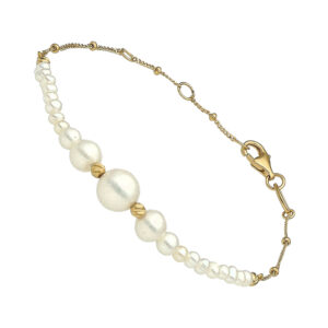 Bracelet argent doré cascade perle naturelle blanche 4
